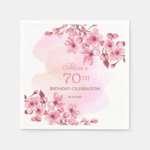 Spring Sakura Cherry Blossom Pink Cream Birthday Napkin