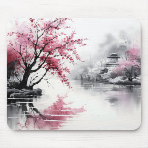 Spring Sakura Ink Painting Mouse Mat