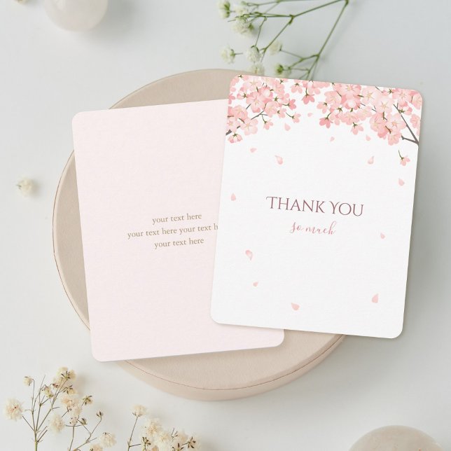 Spring Sakura Japanese Cherry Blossoms Pink Thank You Card (Creator Uploaded)