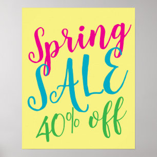 Spring Sale Sign, 40% Off Sale Sign, Retail Poster