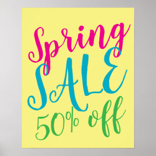 Spring Sale Sign, 50% Off Sale Sign, Retail Poster