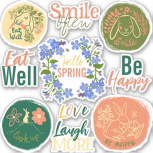 Spring scrapbook cute bunny positive stickers