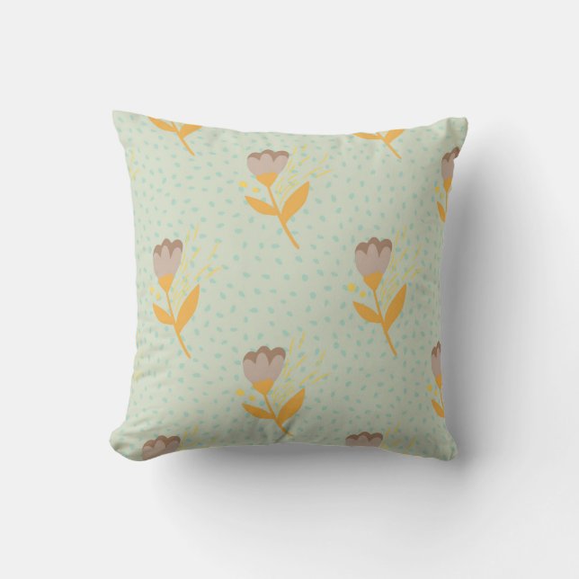 Spring seamless folk flower doodle pattern. Hand d Cushion (Front)