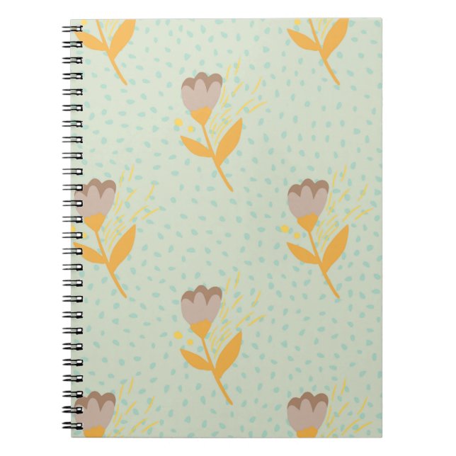 Spring seamless folk flower doodle pattern. Hand d Notebook (Front)