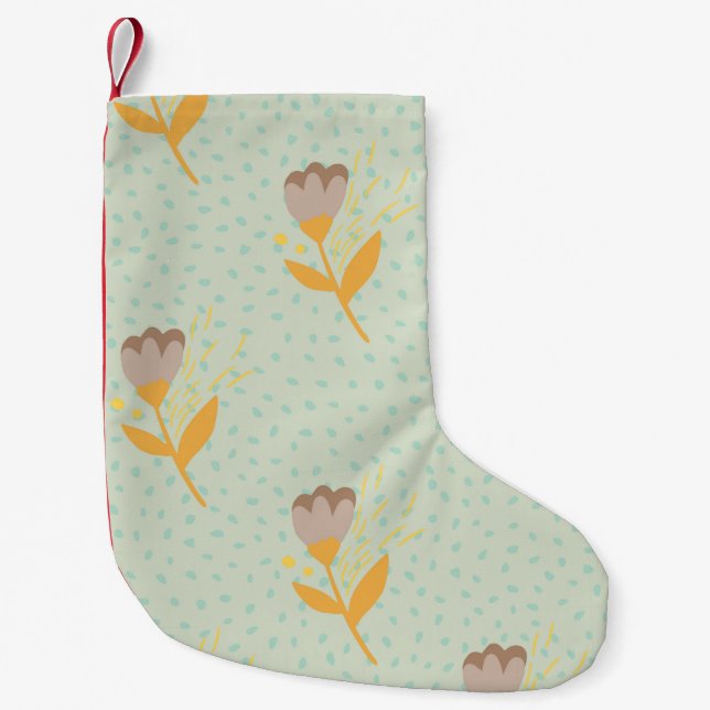 Spring seamless folk flower doodle pattern. Hand d Small Christmas Stocking (Front)