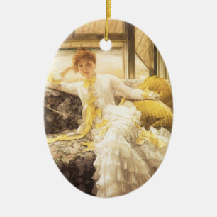 Spring (Seaside) by James Tissot, Vintage Portrait Ceramic Tree Decoration