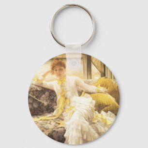 Spring (Seaside) by James Tissot, Vintage Portrait Key Ring