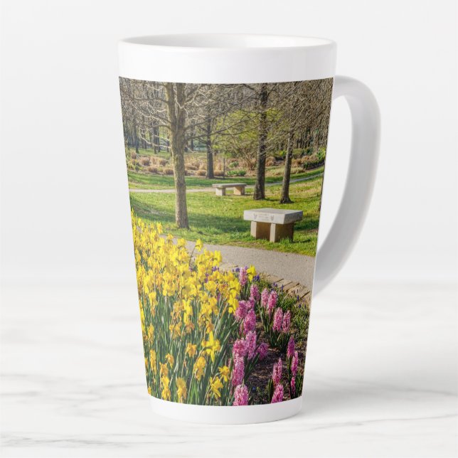 Spring Season Flower Garden Latte Mug (Right Angle)