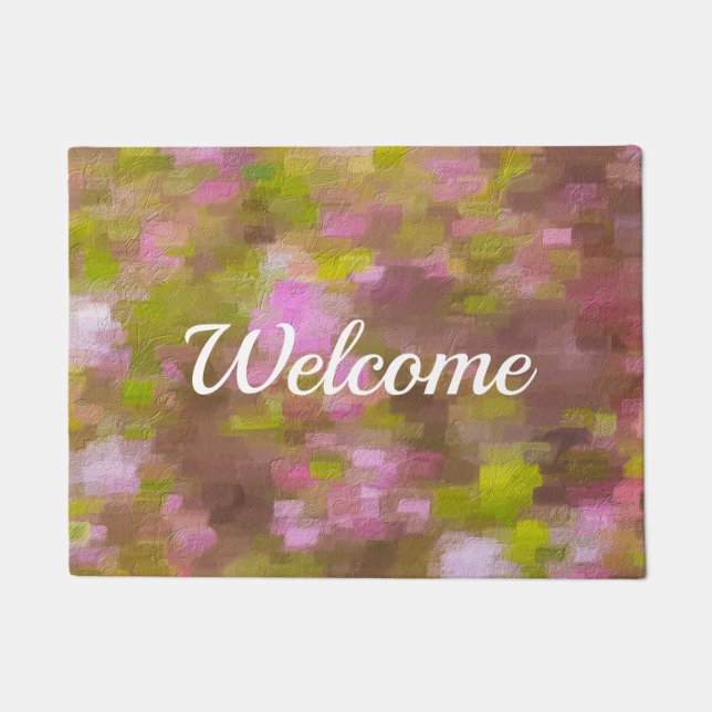 Spring Season Pinks Abstract Welcome Doormat (Front)