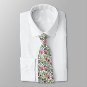 Spring Season Retro Flower Colors Seamless Pattern Tie