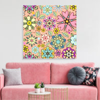 Spring Season Retro Flower Colours Seamless Patter
