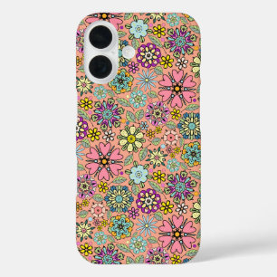 Spring Season Retro Flower Colours Seamless Patter iPhone 16 Case