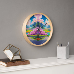 “Spring Serenity – Timeless Floral Path Wall Clock