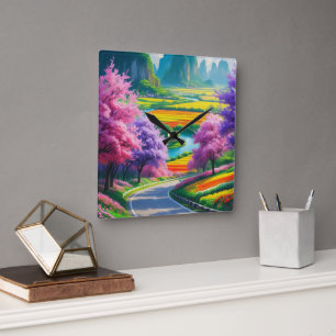 “Spring Serenity – Timeless Floral Path Wall Clock