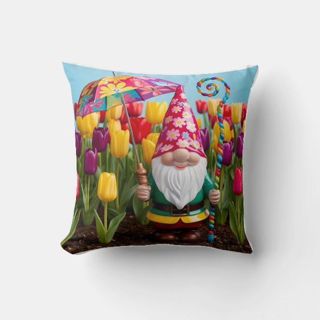 Spring Shower Gnome: Mother's Day Cushion (Front)