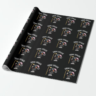 Spring Showers Funny Season Pun Dark BG Wrapping Paper