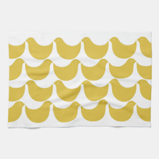 SPRING SILHOUETTE BIRDS KITCHEN TOWEL - YELLOW