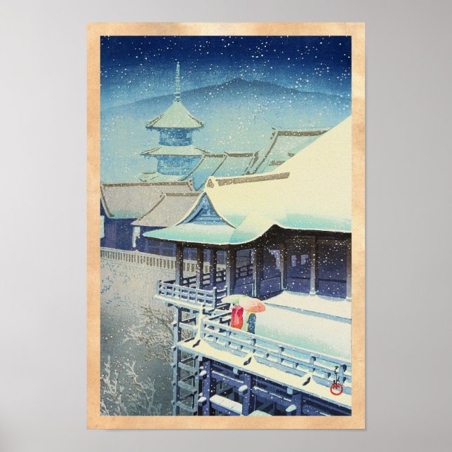 Spring Snow at Kiyomizu Temple Hasui Kawase hanga Poster (Front)