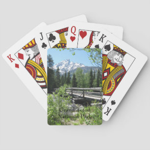 Spring Snow on Grand Tetons with Bridge over River Playing Cards