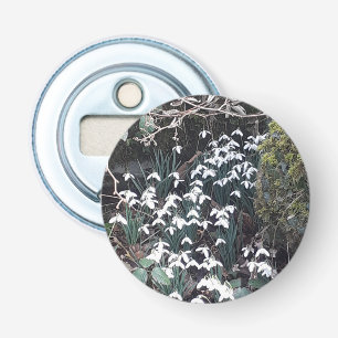 Spring Snowdrops Button Bottle Opener