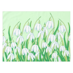Spring Snowdrops Galanthus Illustration Tablecloth