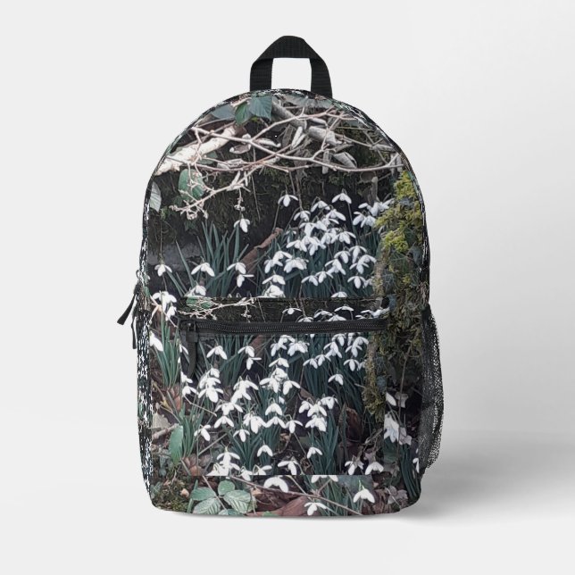 Spring Snowdrops Printed Backpack (Front)