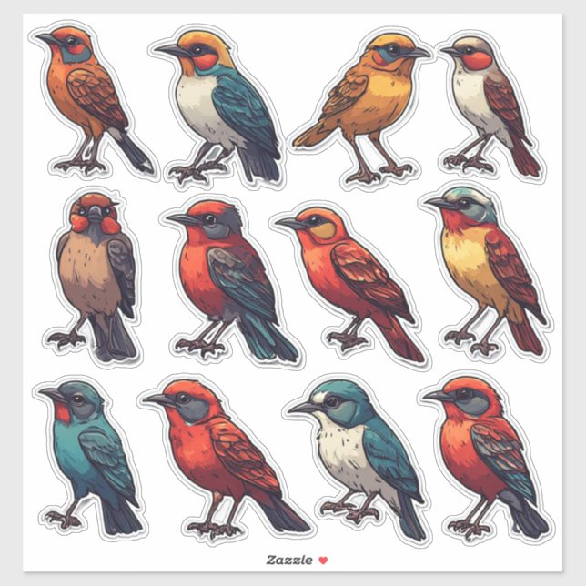 Spring Songbirds Decorative Sticker Collection 🐦 (Sheet)