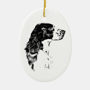 Spring Spaniel Vintage Art Drawing Dog Ornament