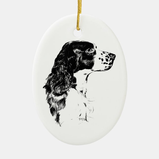Spring Spaniel Vintage Art Drawing Dog Ornament (Front)