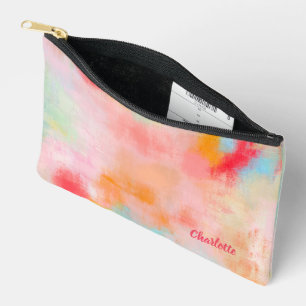 Spring Spark - Pink Coral - Name or Monogram Accessory Pouch