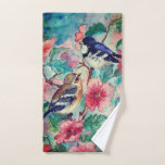 Spring Sparrows Bath Towel Set Painting<br><div class="desc">Courtship - Watercolor Painting</div>