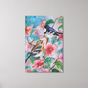 Spring Sparrows Painting Canvas Print