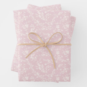 Spring Sprigs Neutral - Blush Pink Wrapping Paper Sheet
