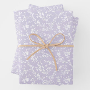 Spring Sprigs Neutral - Dusty Lavender Wrapping Paper Sheet