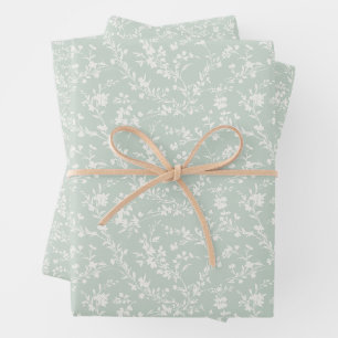 Spring Sprigs Neutral - Muted Sage Wrapping Paper Sheet