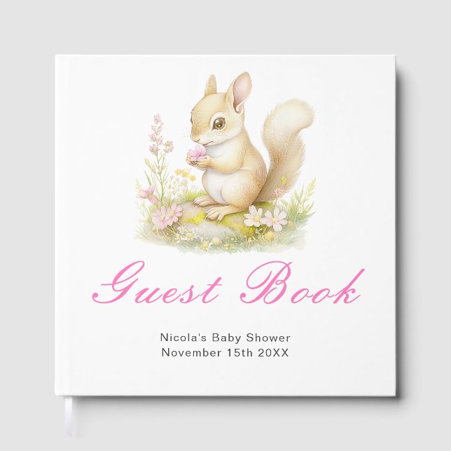 Spring Squirrel Baby Shower Guest Book (Front)