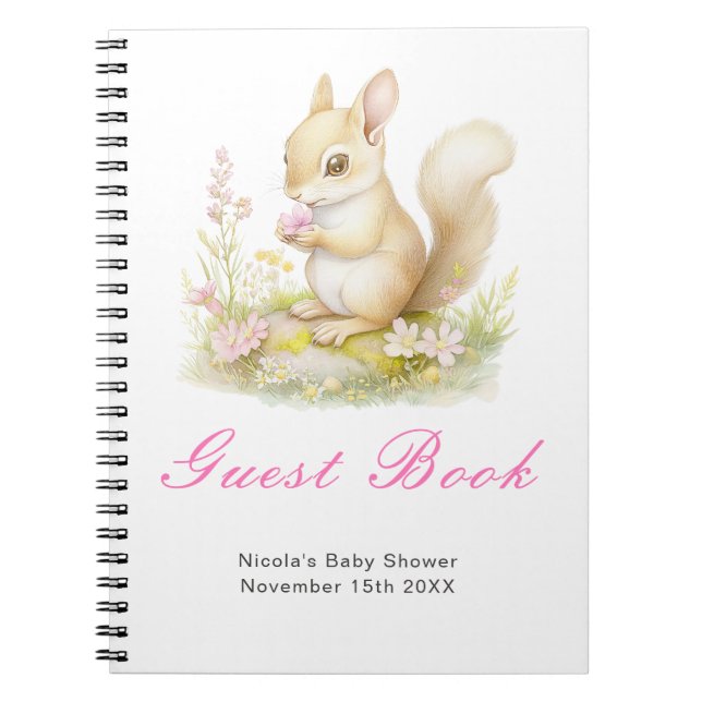 Spring Squirrel Baby Shower Guest Book (Front)