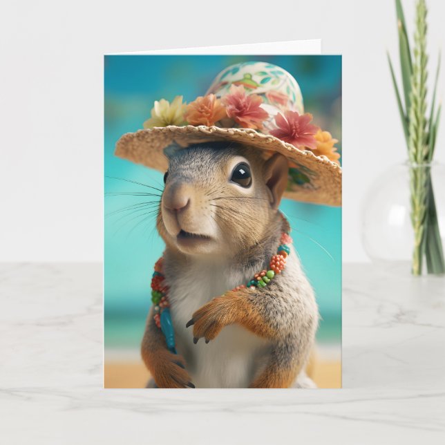 Spring Squirrel Note Card (Front)
