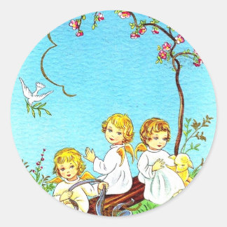 Spring stickers cherubs and lamb