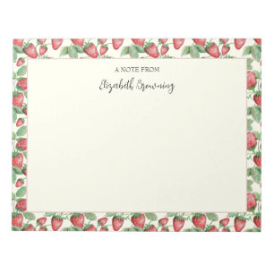 Spring Strawberries Hand-Illustrated Strawberry Notepad