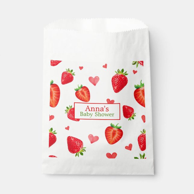 Spring Strawberry Themed Fruit Baby Shower Favour Bags (Front)