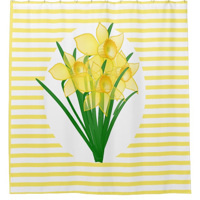 Spring Style Yellow Daffodils Flower Shower Curtain (Front)