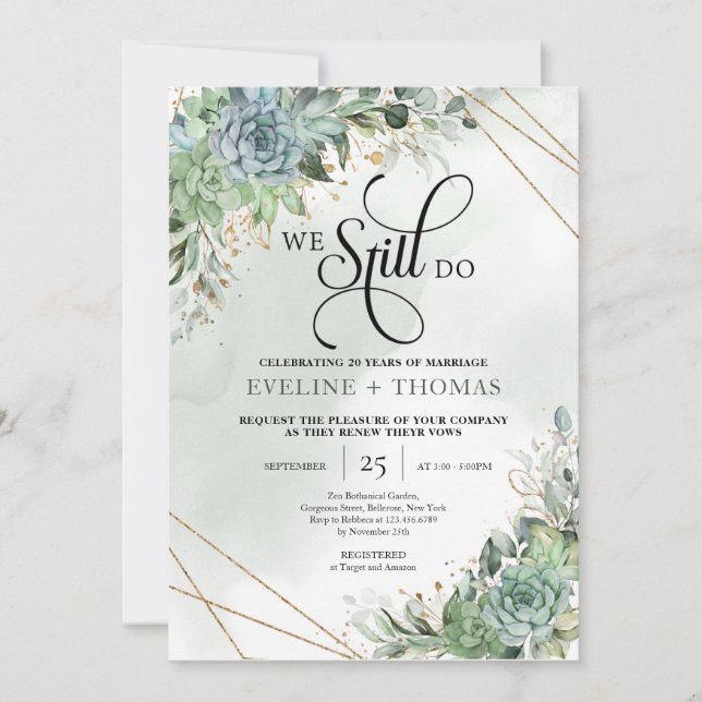 Spring succulents eucalyptus foliage we still do invitation (Front)