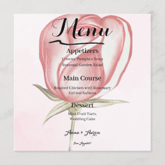 Spring Summer Blush Pink Garden Wedding Menu