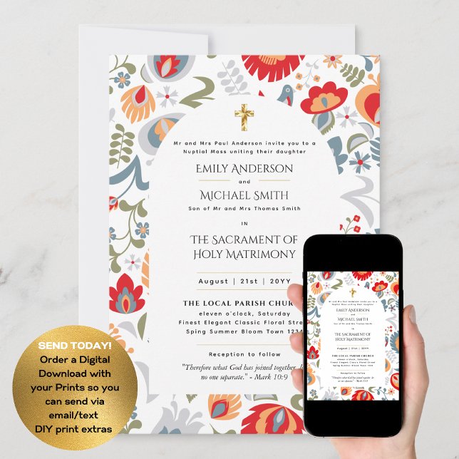 Spring Summer  Catholic Nuptial Mass Wedding Invitation (Creator Uploaded)