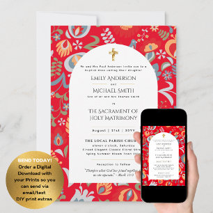 Spring Summer Catholic Nuptial Mass Wedding Invitation