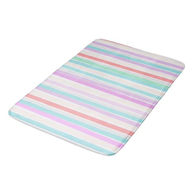 Spring summer colours in stripes bath mat (Angled)