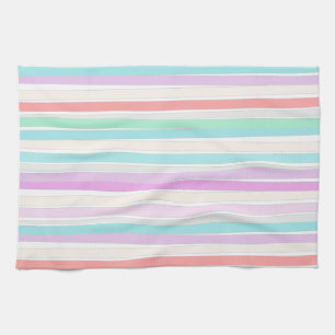 Spring summer colours in stripes tea towel