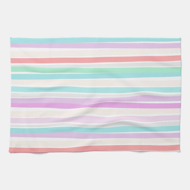 Spring summer colours in stripes tea towel (Horizontal)