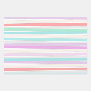 Spring summer colours in stripes wrapping paper sheet